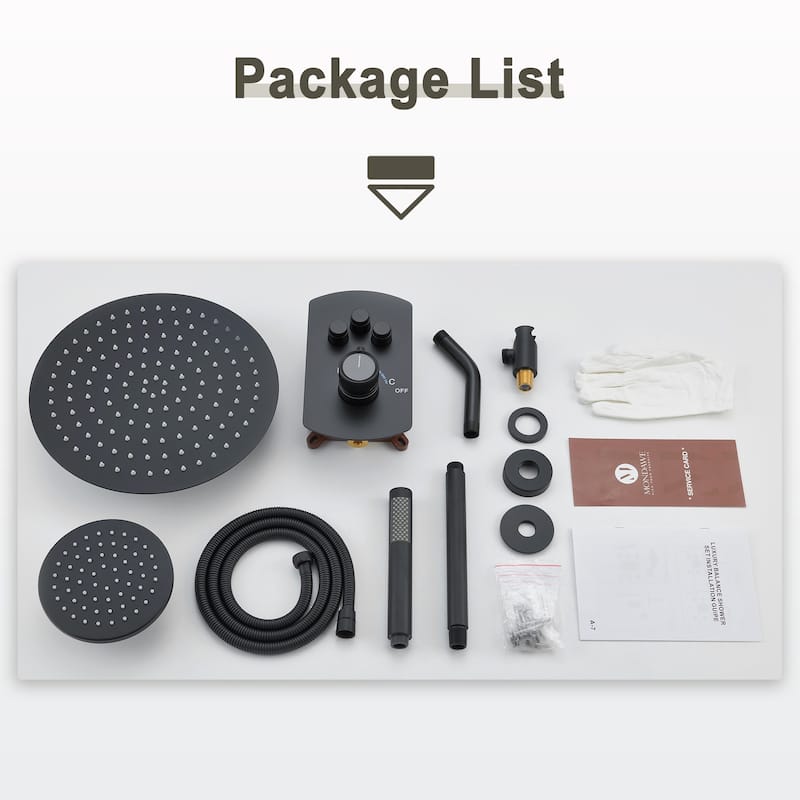 Pressure Balanced 3-Spray Patterns 2.5 GPM 12 in. Dual Shower Head Ceiling Mount Fixed and Handheld Shower Head - 12" x 12"