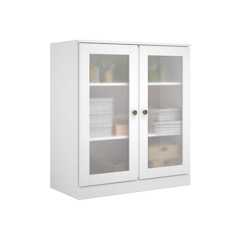 Palace Imports 100% Solid Wood TV Stand with Frosted Glass Doors for TVs up to 32"