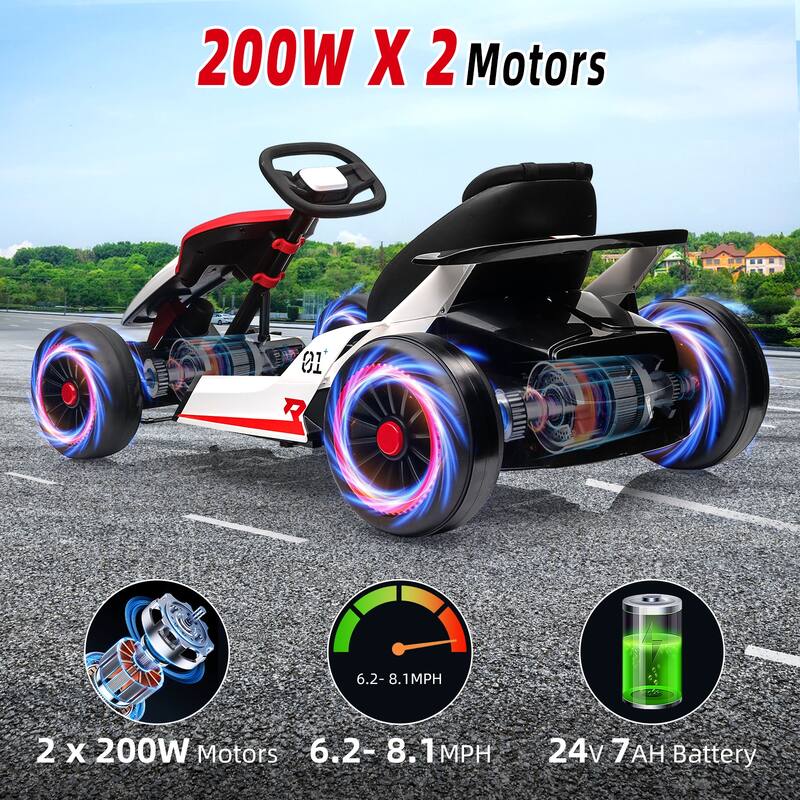 Go Kart for Kids, 24V Drift Kart with 2X200W Strong Motor