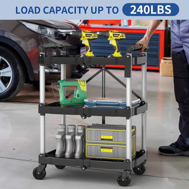 3 Tier Portable Kitchen Cart with Swivel Wheels