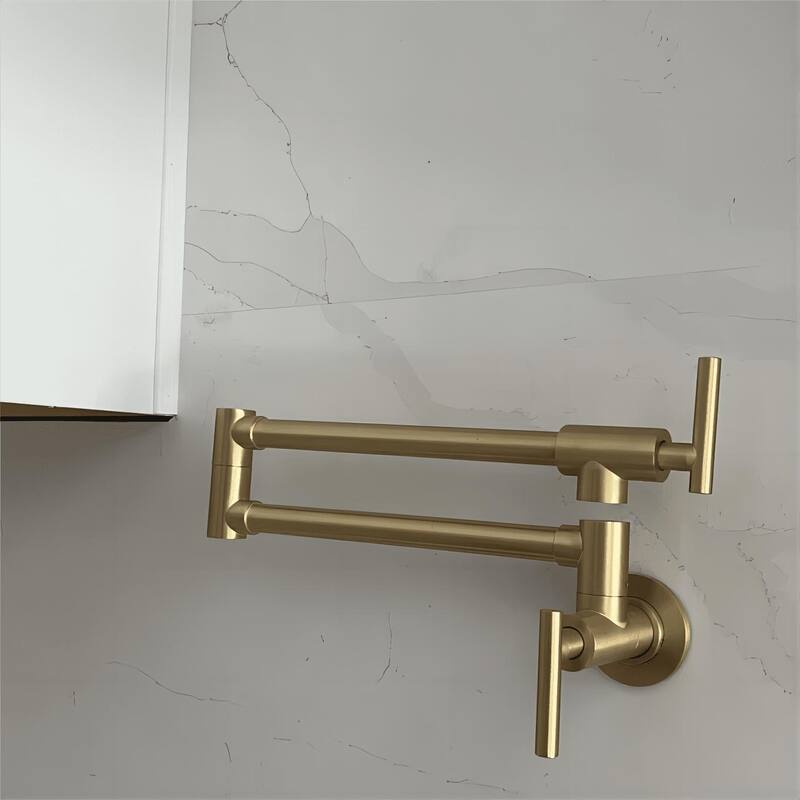 Wall Mount Pot Filler Faucets Folding Stretchable Kitchen Sink Faucet with Joint Swing Arms Kitchen Faucet with 2 Handles