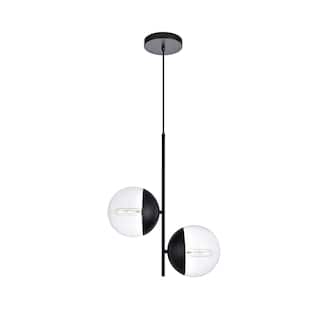 Modern 2-light 17-inch Double Bubble Pendant w/ Clear Glass