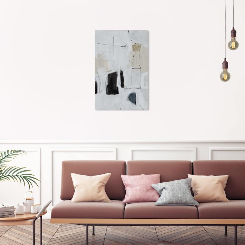 Wynwood Studio Canvas Abstract City in Fog Gray and Light Gray Modern & Contemporary Wall Art Canvas Print - 30 x 20