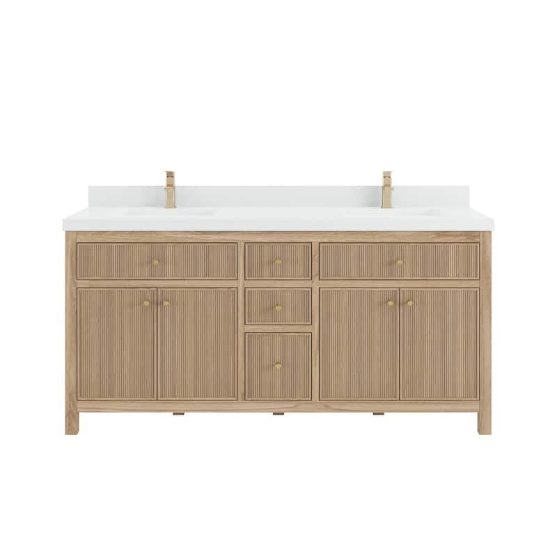 Willow Collections 72 in. W x 22 in. D Sonoma Teak Double Sink Bathroom Vanity with Countertop