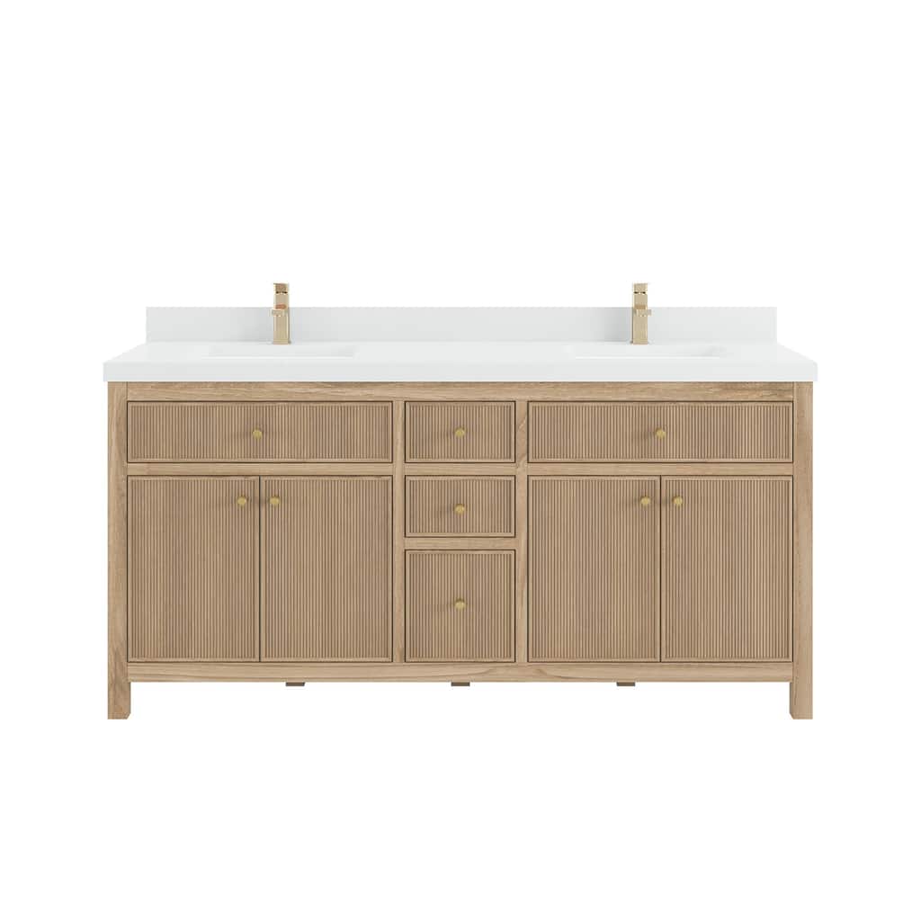 Willow Collections 72 in. W x 22 in. D Sonoma Teak Double Sink Bathroom Vanity with Countertop