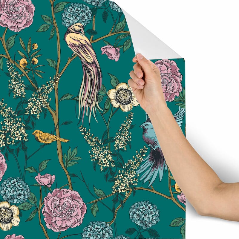 Pine Floral and Birds Peel and Stick Wallpaper - 10'ft H x 24''inch W