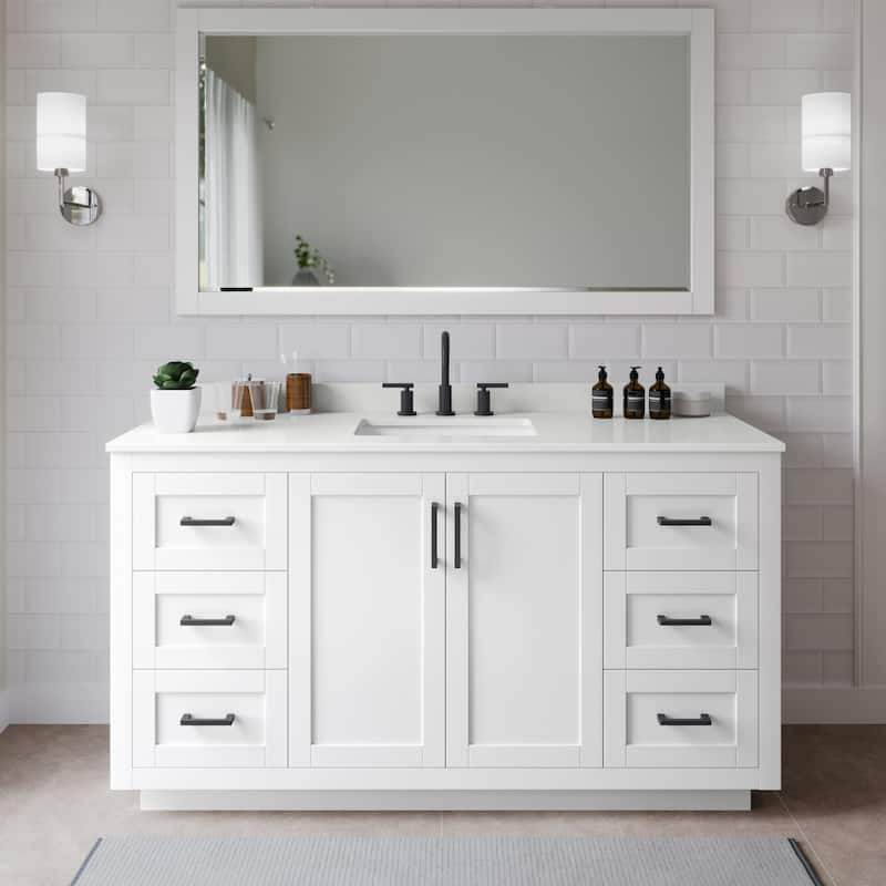 Wyndham Collection WCF292966S-QTZ-US3M58 Miranda 66" Free Standing - White / White Quartz Top / Matte Black Hardware