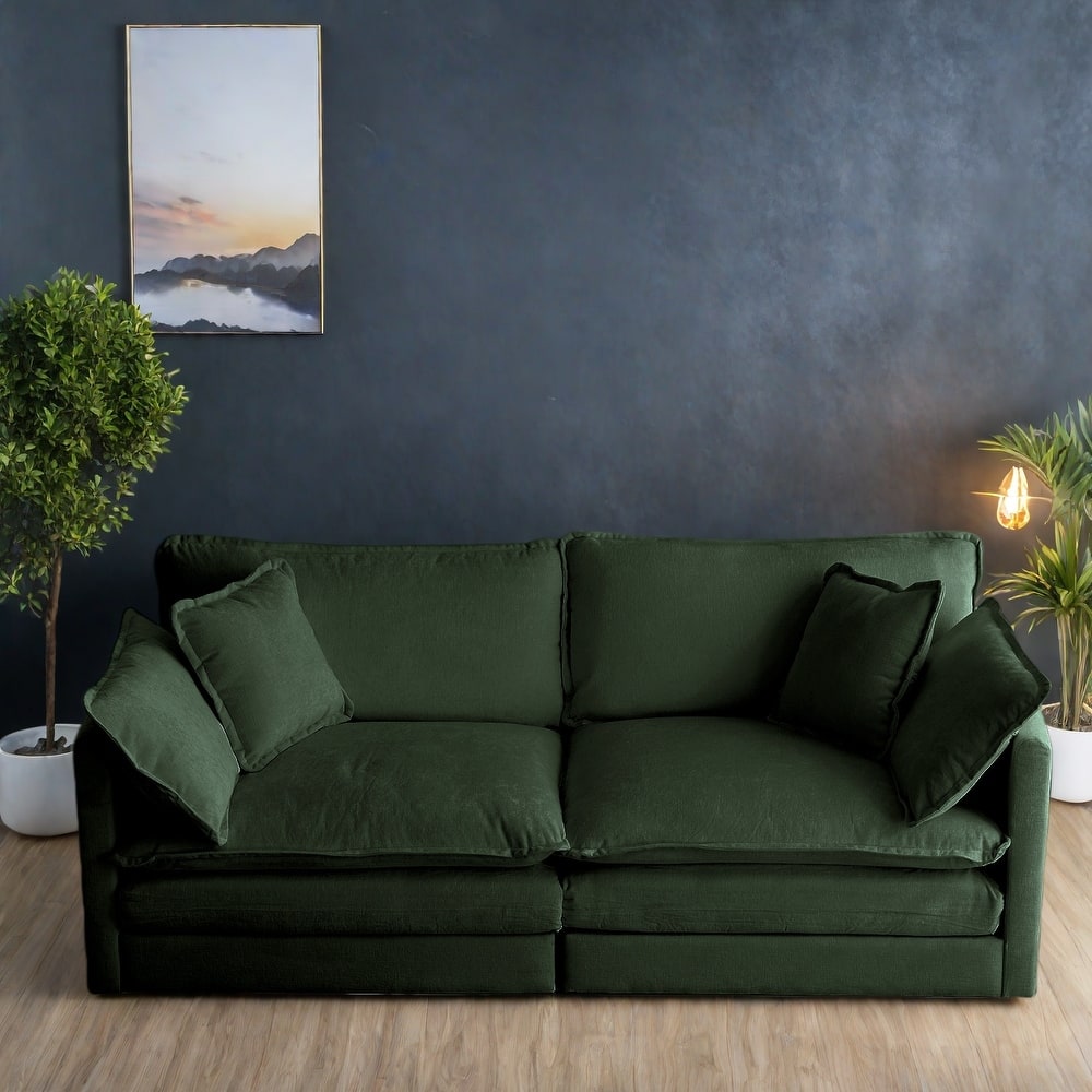 76.7" Chenille 3-Seater Sofa with Customizable Configurations and Premium Comfort