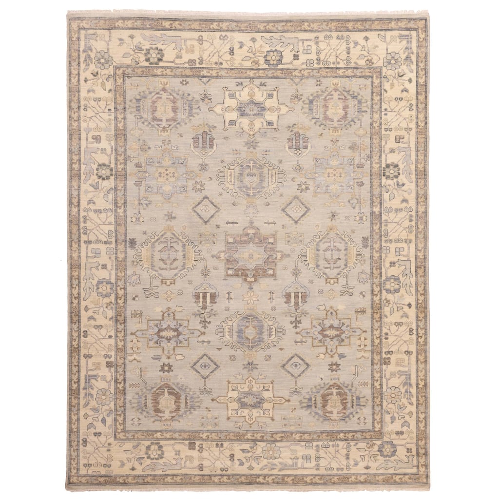 ECARPETGALLERY Hand-knotted Modern Oushak Light Blue, Light Grey Wool Rug - 9'1 x 11'10