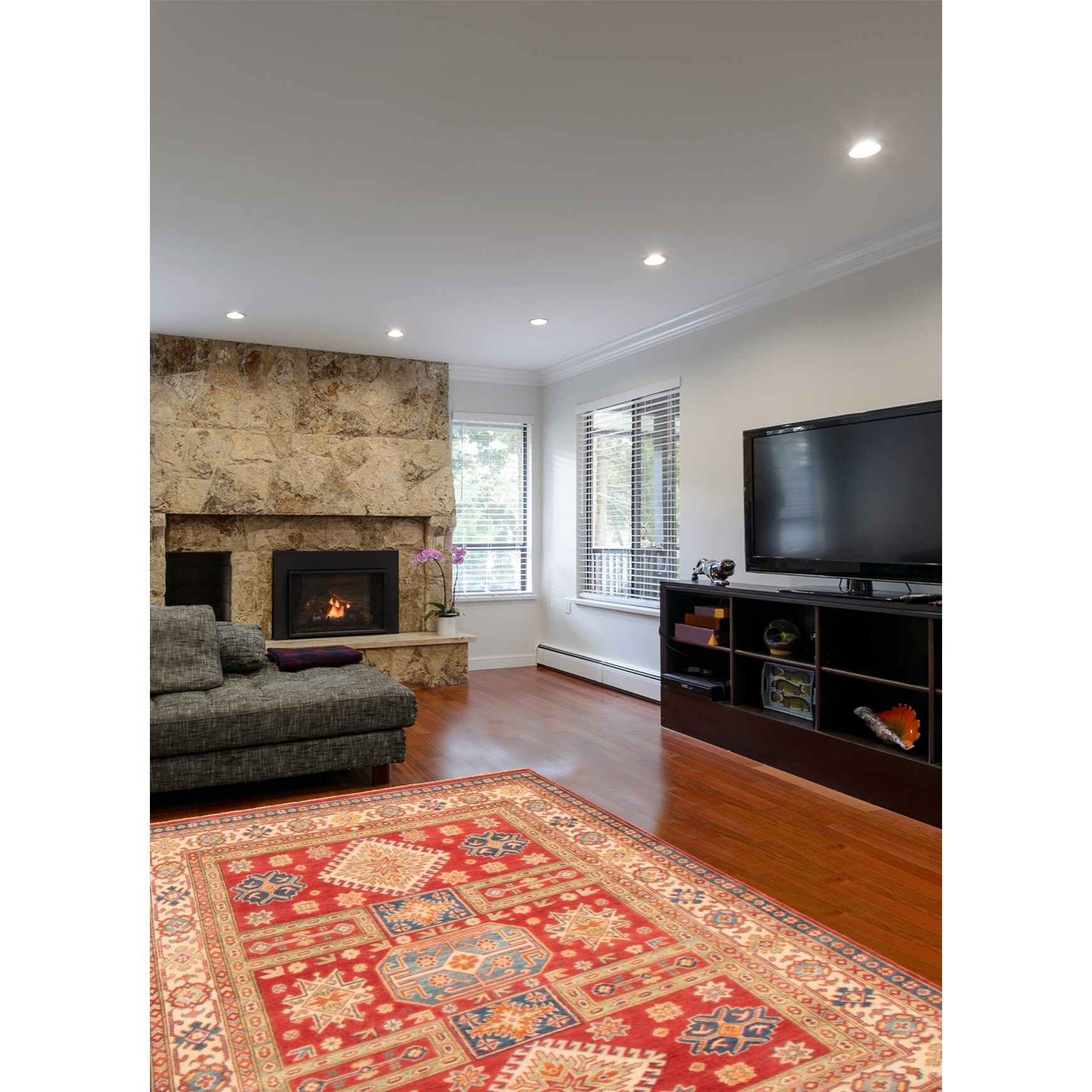 Hand-Knotted Wool Rug eCarpet Gallery Large Area Rug for Living Room Bedroom 360352 Finest Ghazni Bordered Red Rug 6'10 x 9'11 Hand-Knotted Wool Rug eCarpet Gallery Large Area Rug for Living Room Bedroom 360352 Finest Ghazni Bordered Red Rug 6'10 x 9'11
