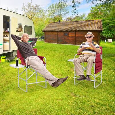 Iron Pipe Director Chair Without Carrying Bag - Red