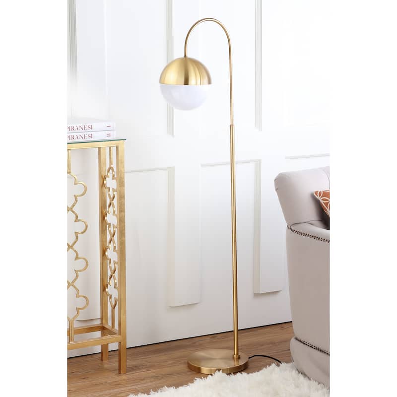 SAFAVIEH Lighting Naeema 56-inch Brass Led Floor Lamp - 15.25" x 9.875" x 55.5" - Brass Gold - 15Wx10Dx56H