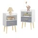 preview thumbnail 19 of 38, 2-Tier Kids Nightstand With Fabric Drawer, Set of 2