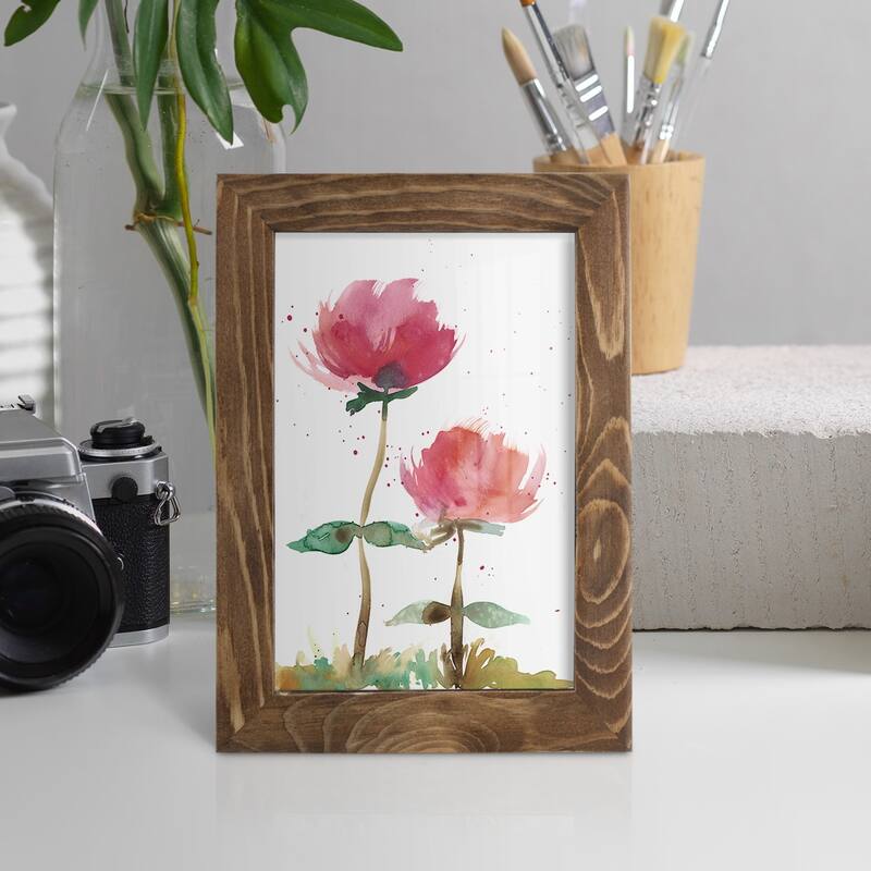 Pink Fleurs I -Framed Print w/glass-Cherry Red