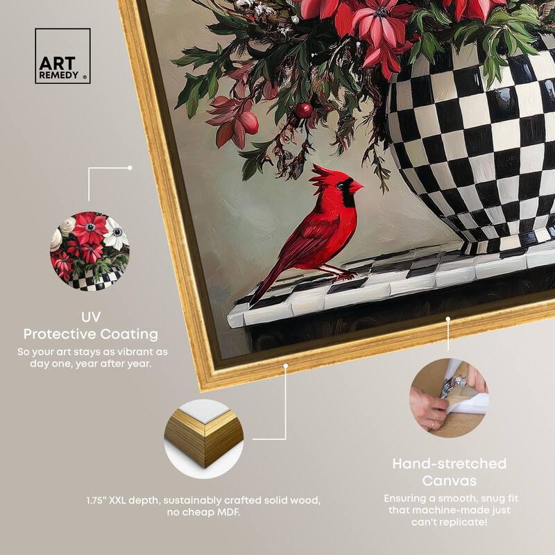 Checkerboard Vase Blooms I Canvas by Art Remedy