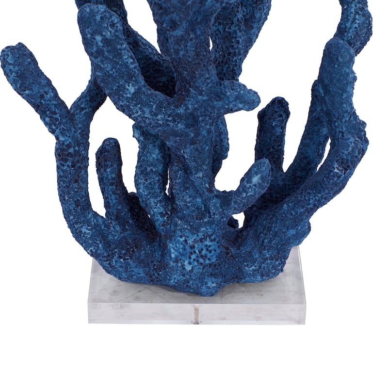 Polystone Coral Textured Porous Sculpture with Acrylic Base - Blue - Roche River Decor - 9"W x 10"L x 13"H