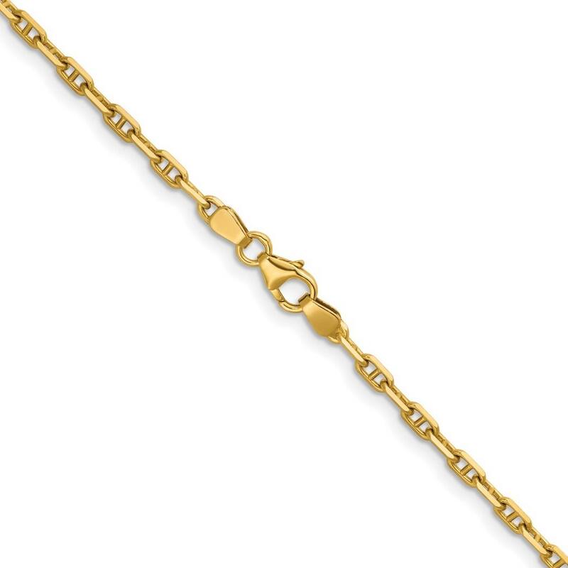 Curata 14k Yellow Gold 7.25" 2.7mm Alternate Mariner Anchor Bracelet