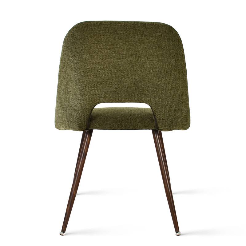 Upholstered Modern Cutout Back Dining Chair with Walnut Leg（Set of 4)