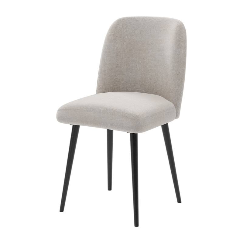 Set of 2 Fabric Dining Side Chairs with Black Tapered Wood Legs - 19” x 23” x 34”