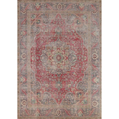 Geometric Tabriz Persian Vintage Area Rug Handmade Wool Carpet - 7'8"x 11'3"