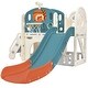 preview thumbnail 2 of 6, 7-in-1 Kids Slide Playset Climbing Crawling Playhouse With Slide Basketball Hoop Ring Toss Tunnel For Boys Girls Birthday - Red