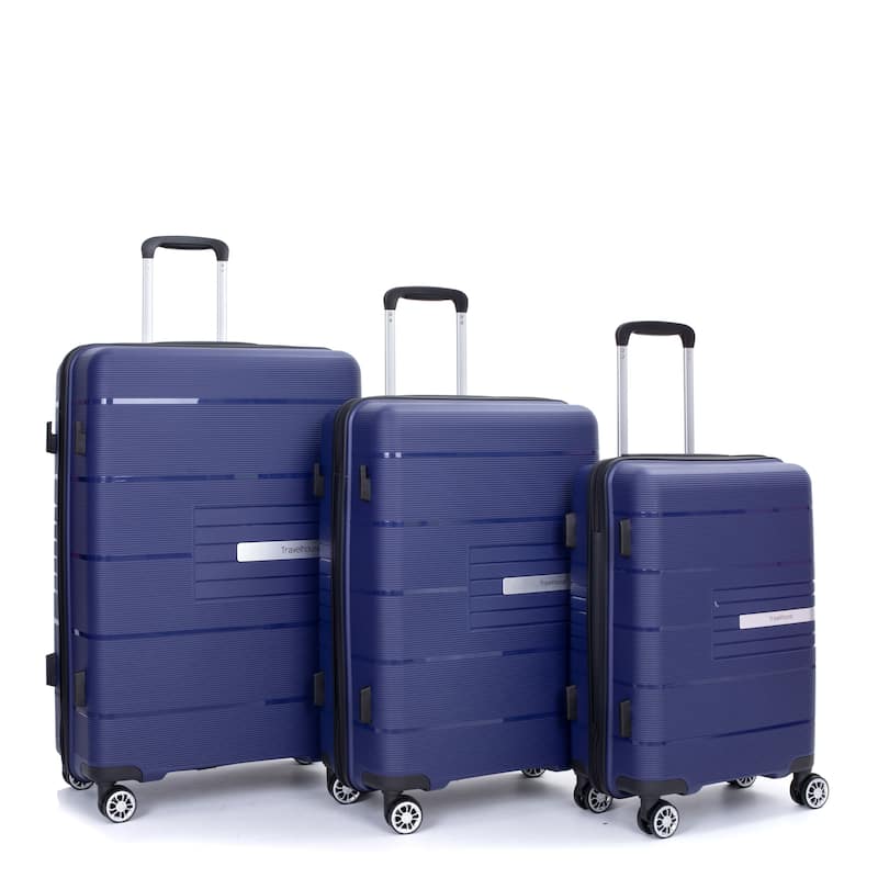 3-Piece, Hard-shell Luggage, Lightweight Luggage with TSA Lock and 2 Swivel Wheels, for Boarding Travel, Navy
