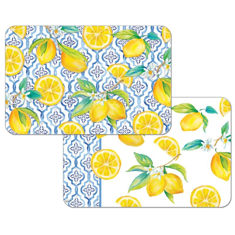 Reversible Wipe-clean Counterart Placemats Set of 4 - Lovely Lemons