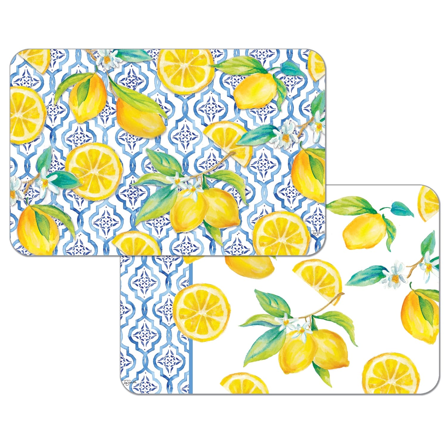 Reversible Wipeclean Counterart Placemats Set of 4 Lovely Lemons