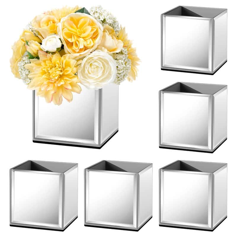 Modern Mirrored Square Vase (Set of 6)