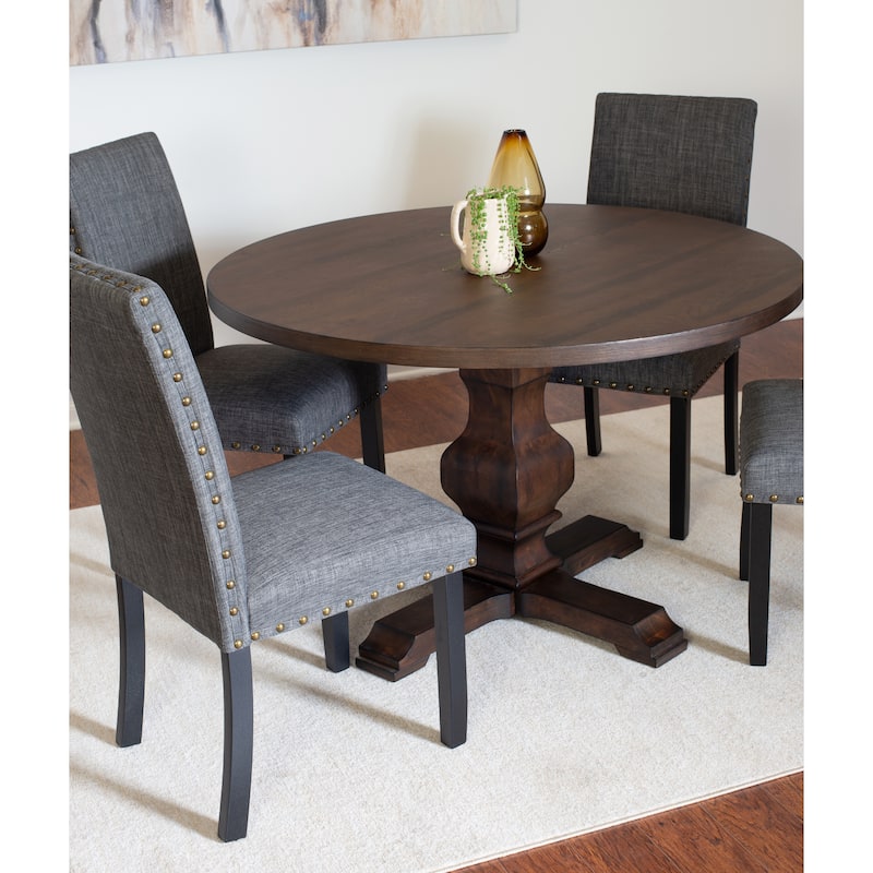 Roundhill Furniture Kohland 5-piece Dining Set, Pedestal Round Table with 4 Stylish Chairs