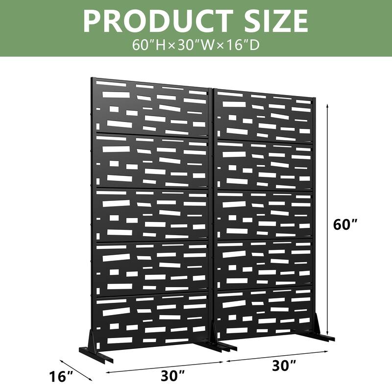 Outdoor Metal Privacy Screen Fence Panel Set of 2