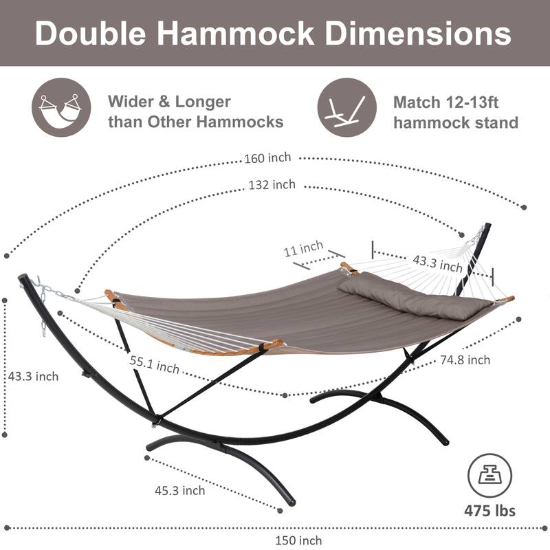 Portable Freestanding Hammock with Curved Stand for Outside