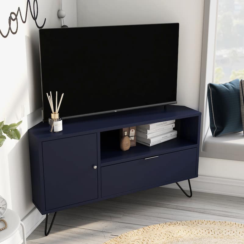Talley Mid-Century Modern 41-inch 1-Open Shelf Corner TV Console by Furniture of America
