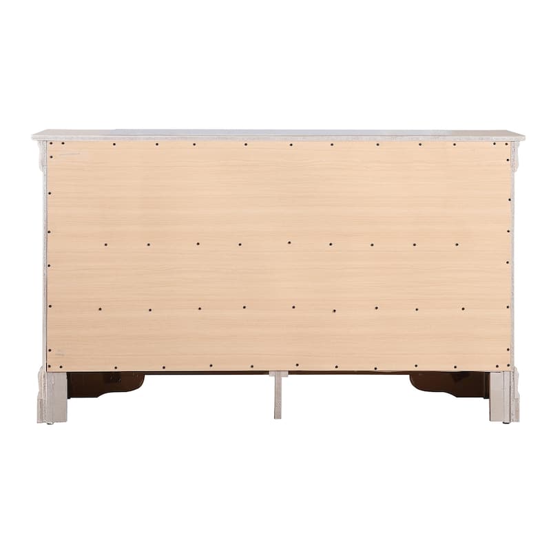 6-Drawer Silver Champagne Dresser with Elegant Finish, Spacious Storage, and Smooth Glide Hardware for Bedrooms