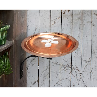 Achla Designs Dogwood Garden Birdbath w/Wall Mount Bracket, 12 Inch Wide, Copper Plated and Colored Patina Finish