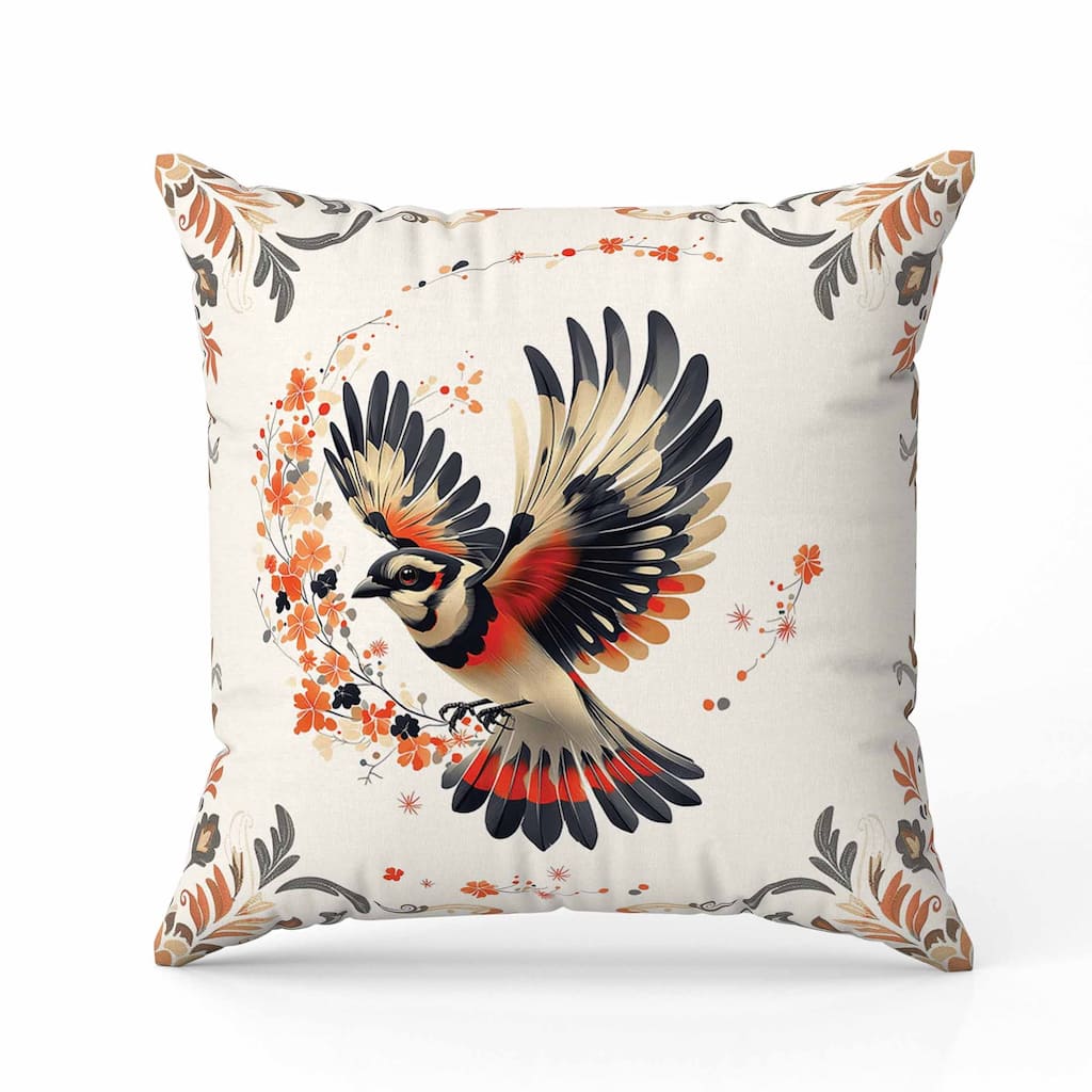 Blaze Bird Faux Suede Reversible Throw Pillow Red and Gray