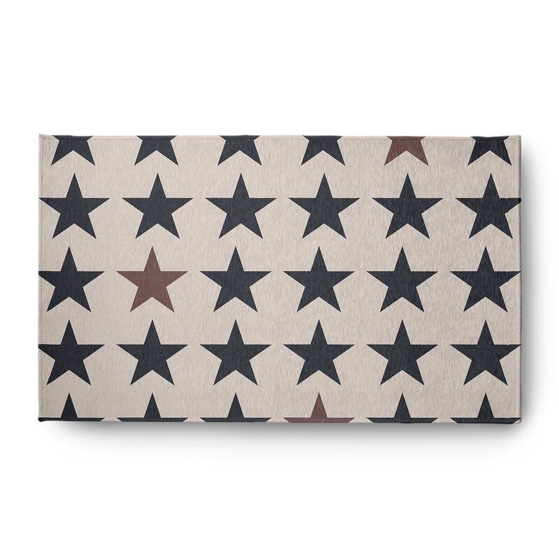Stars with Blue and Red Americana Chenille Area Rug - Blue-Red - 3' x 5'