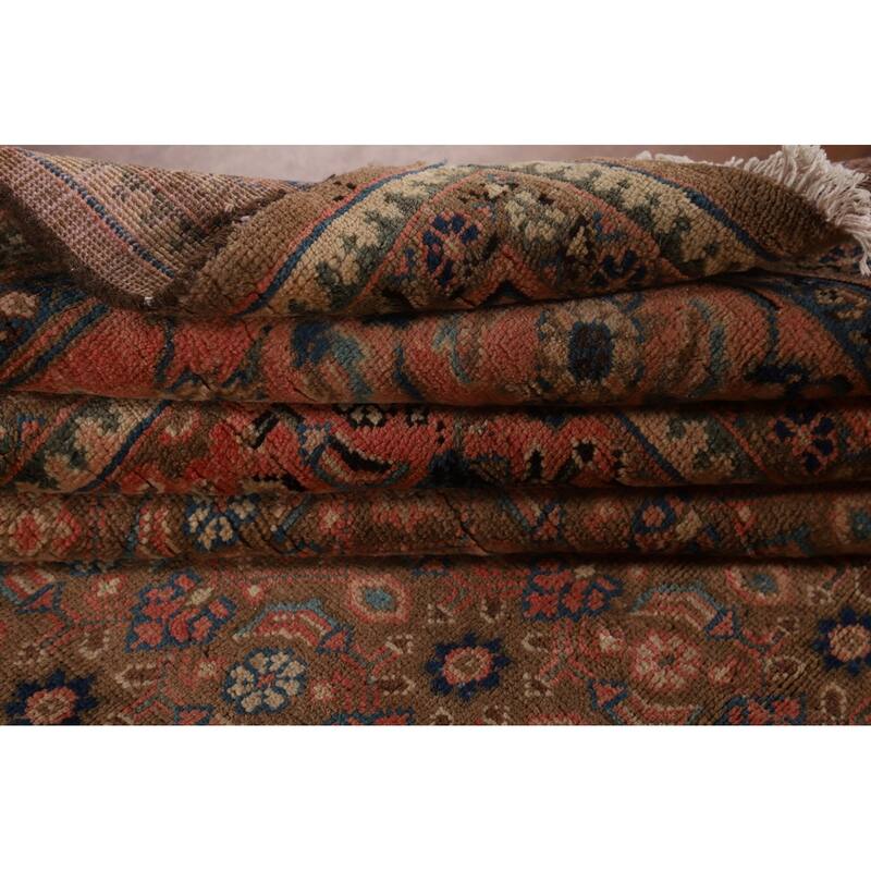 Brown & Pink Mahal Persian Vintage Rug Handmade Wool Carpet - 9'11"x 12'10"