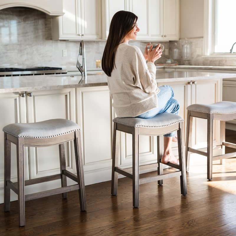 Maven Lane 26" Adrien Saddle Kitchen Counter Height Stool