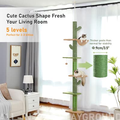 Adjustable Height 5-Level Cat Tree with with Cozy Hammock, Platforms and Dangling Balls