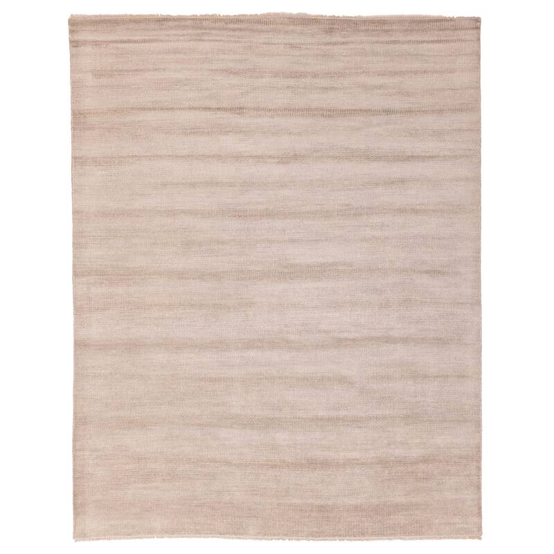 ECARPETGALLERY Hand-knotted Silk Shadow Light Grey Viscose, Wool Rug - 8'1 x 9'11