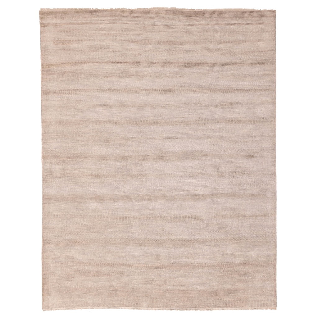 ECARPETGALLERY Hand-knotted Silk Shadow Light Grey Viscose, Wool Rug - 8'1 x 9'11