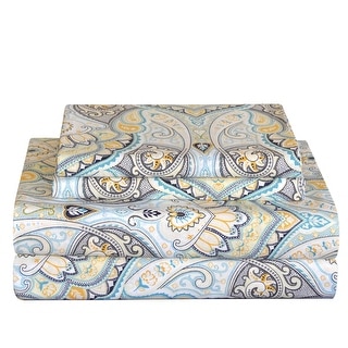 Pointehaven 200 TC Cotton Paisley Printed Percale Bed Sheet Set - On ...
