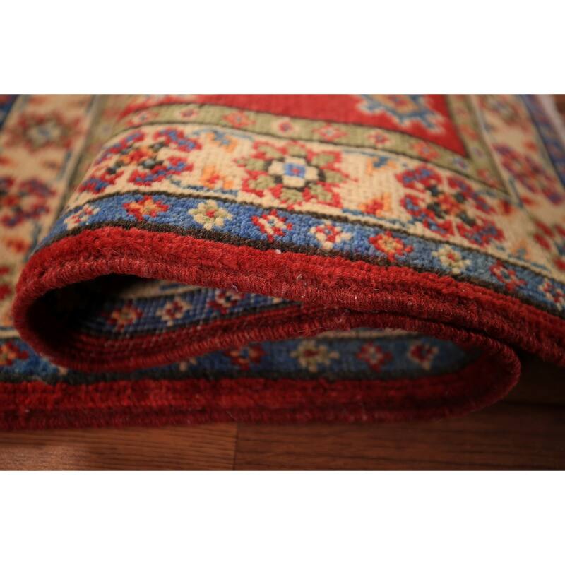 Red Kazak Oriental Accent Rug Hand-Knotted Wool Carpet - 2'0" x 3'0"