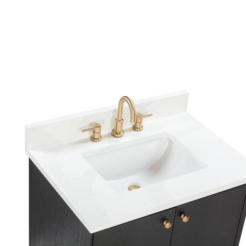 Avanity Adele 31 in. Vanity Combo in Black Oak finish with Calacatta Quartz Top