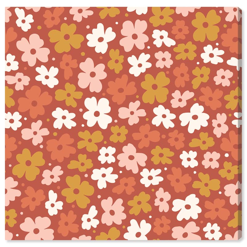 Wynwood Studio Canvas Floral and Botanical All Full of Flowers Brown and Pink Modern & Contemporary Wall Art Canvas Print - 20 x 20