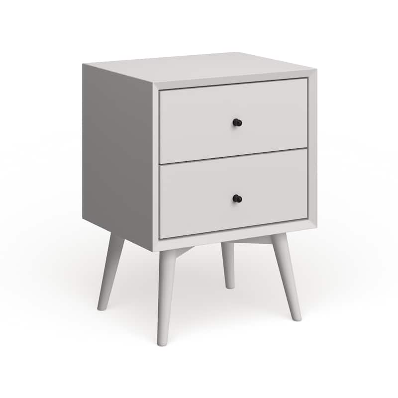Mid-century Wood/Veneer 2-drawer Nightstand - White