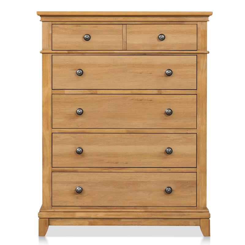 Furniture of America Wellington Farmhouse Natural Oak Wood 5-Drawer Chest