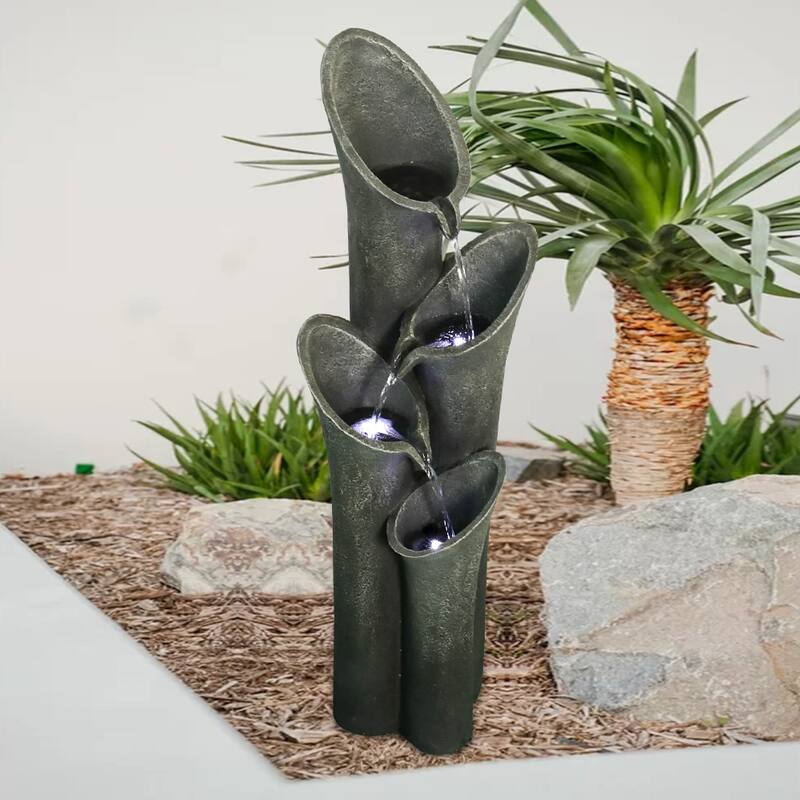 33.5"H Portable Waterfall Fountains w/LED - Indoor/Outdoor Meditation Decor