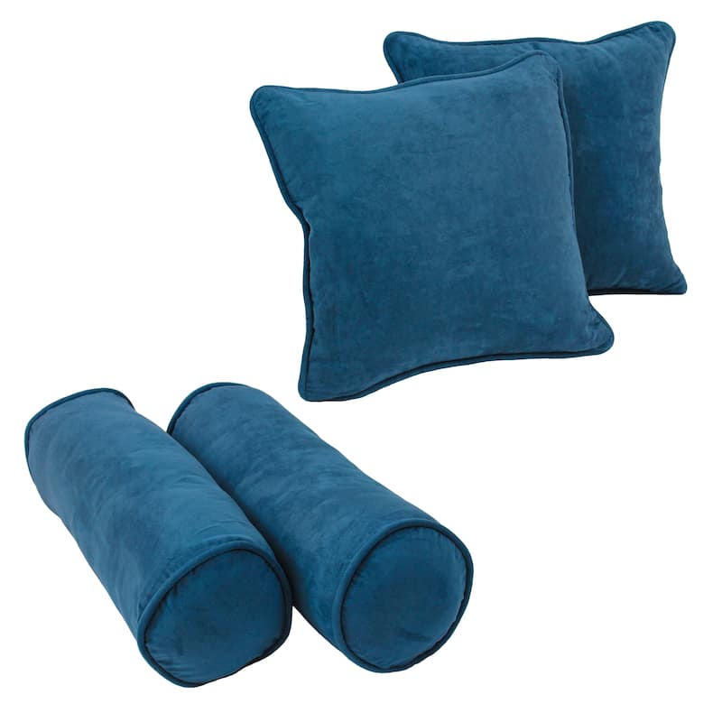 Blazing Needles Microsuede Throw Pillow Set (Set of 4) - Teal Blue